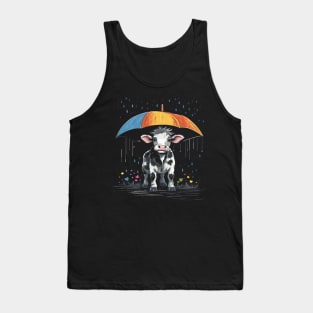 Cow Rainy Day With Umbrella Tank Top